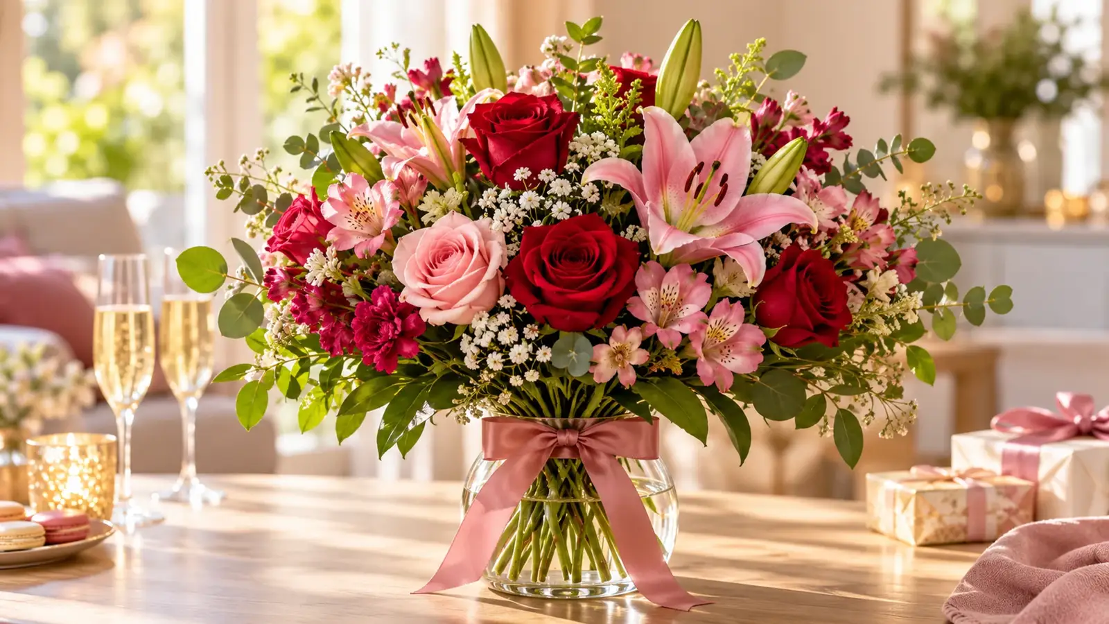 Composição floral para aniversário